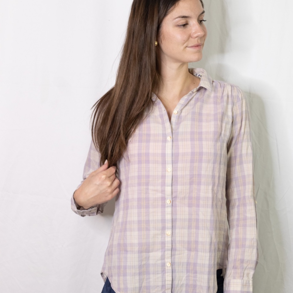 Isabella Sinclair Lavender Plaid Lace Detail Shirt